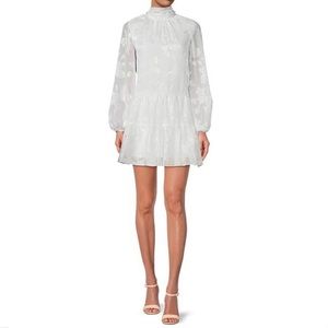 Badgley Mischka White Mock Neck Bow Tie Back Ansley Floral Burnout Dress Size 4